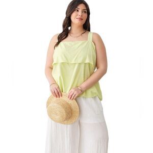 NWT Heatherly Sleeveless Back Tie Ruffle Bust ALine Silhouette Top in Lime Sz 2X